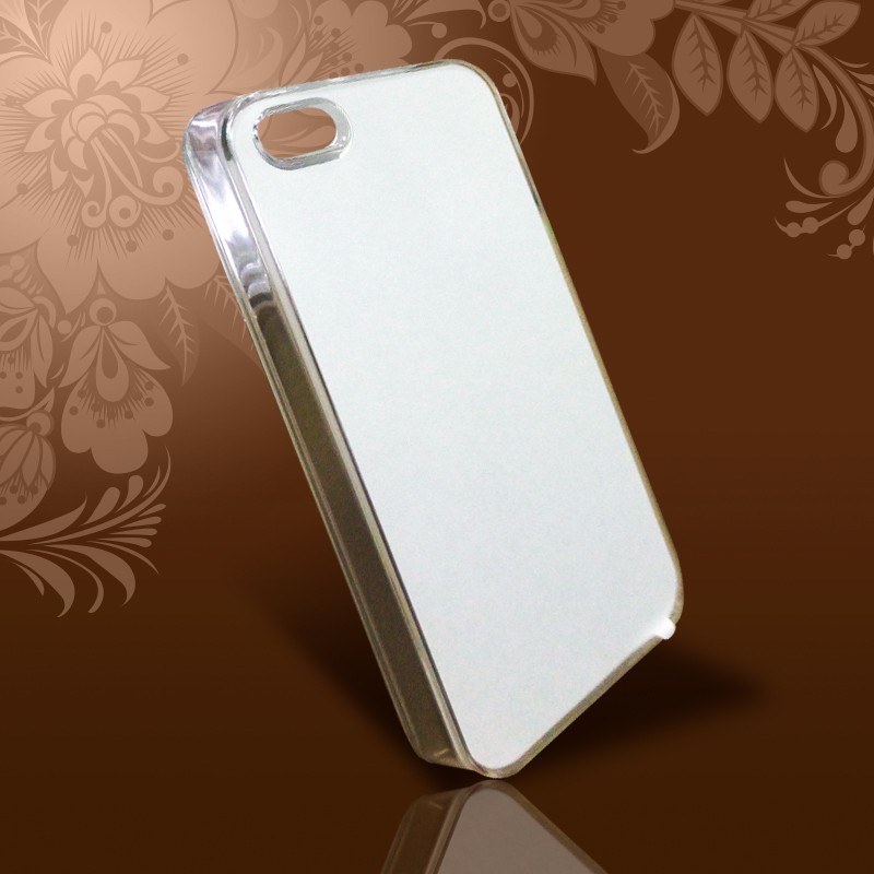Чехол IPhone 4/4S пластик прозрачный с металлической вставкой